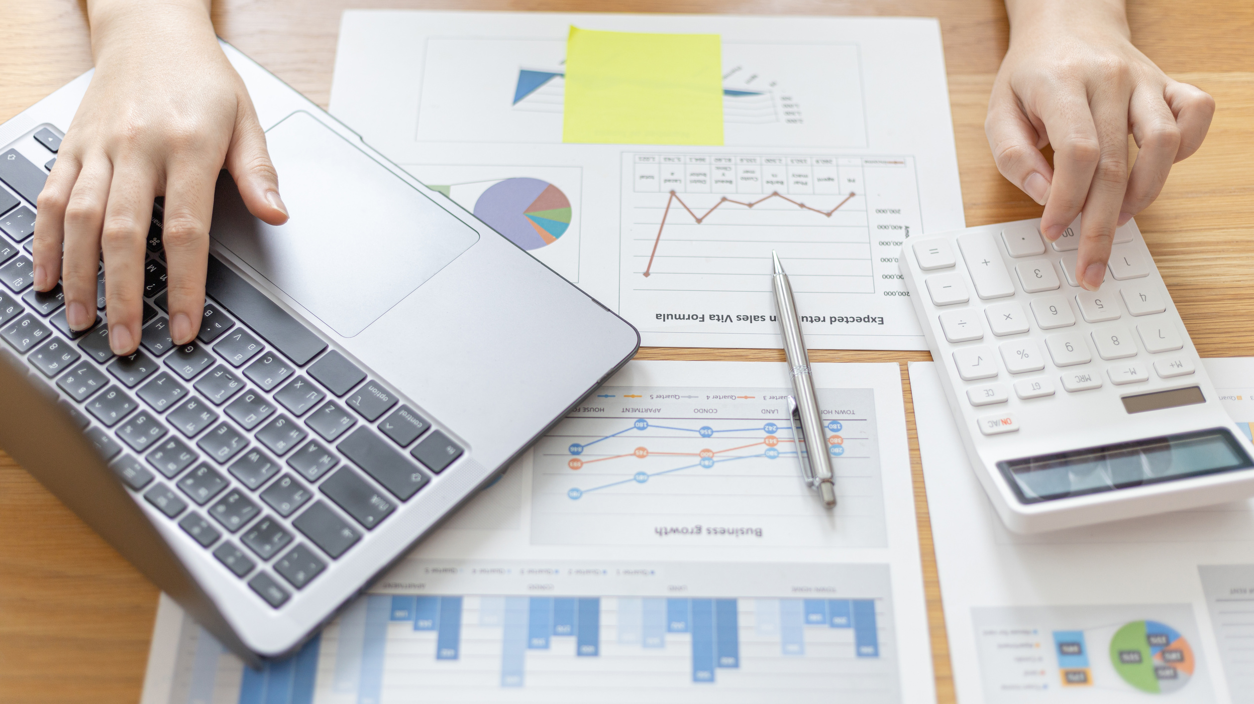 Cutout Person Calculating Financial Statistic Report